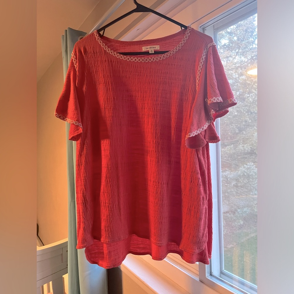Flutter-sleeve shirt, 1X